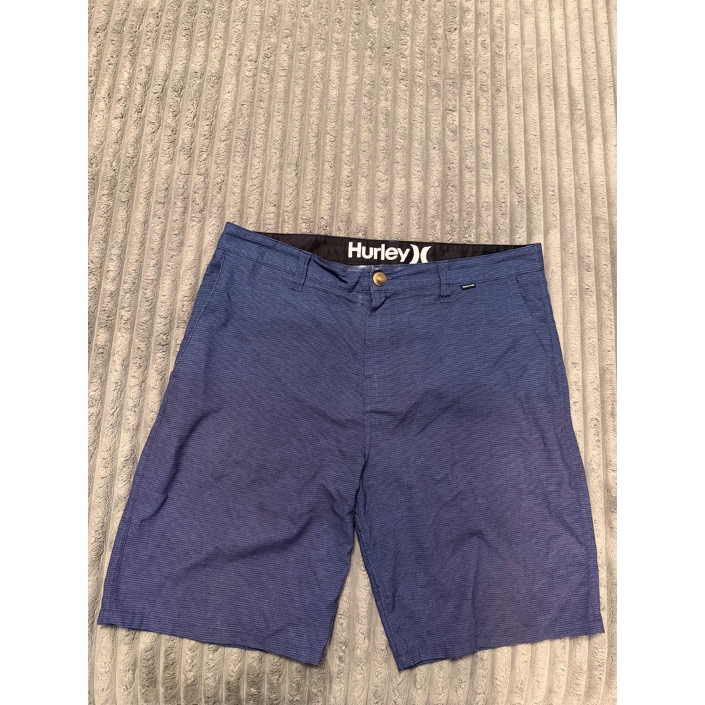 Hurley Mens Blue Heathered Striped Hybrid Walk Shorts Size 34 Boardshorts